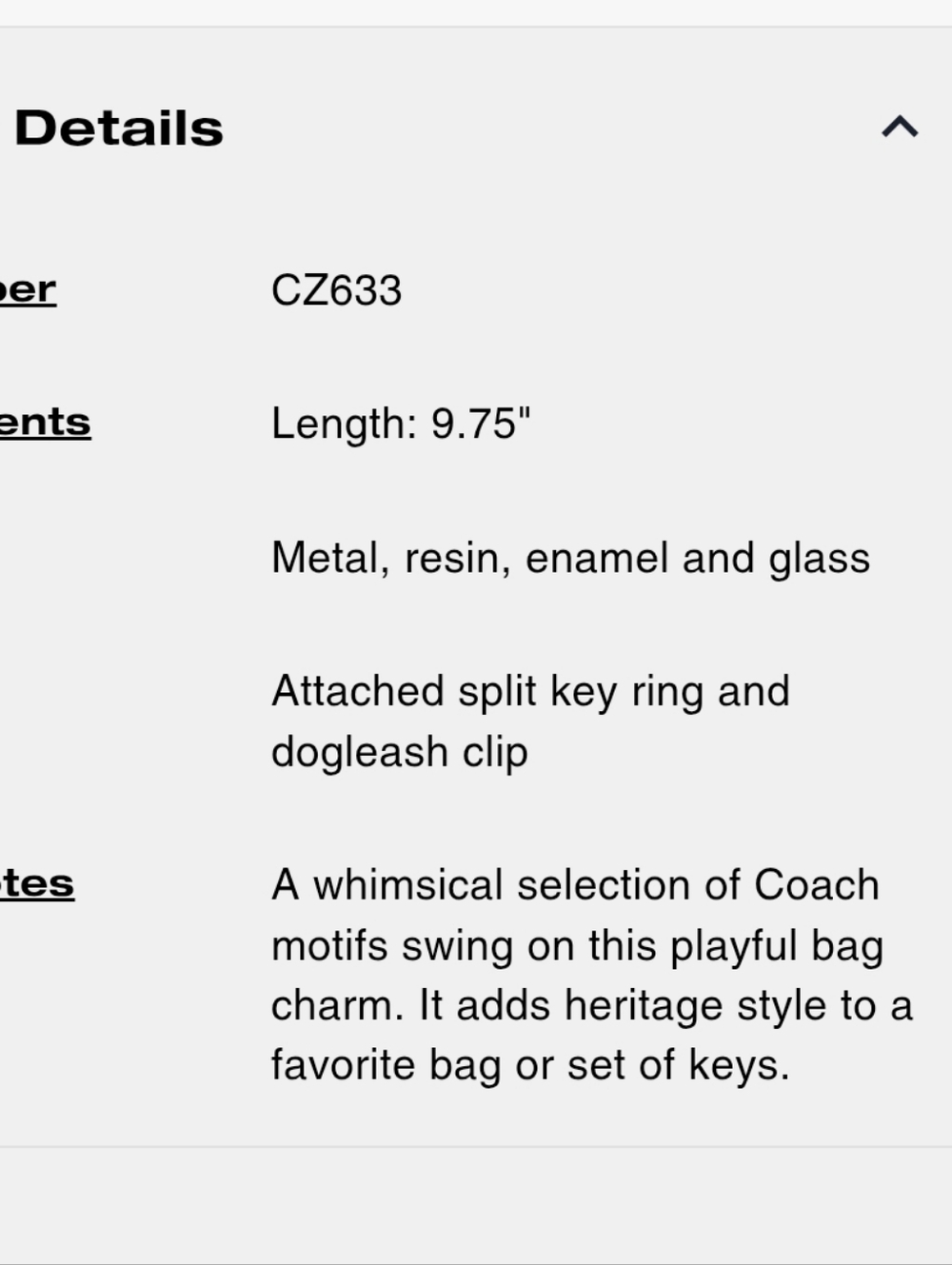 Coach Motif Chain Bag Charm In Silvertoned Hardware - Picture 3 of 13